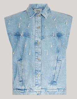 Embellished Denim Gilet By Lizzy