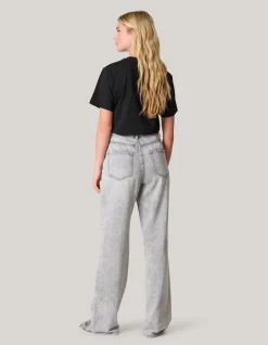 Embellished Straight Fit Jeans Lichtgrijs
