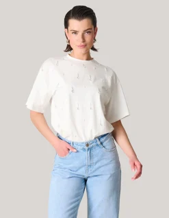 Embellished T-shirt Wit