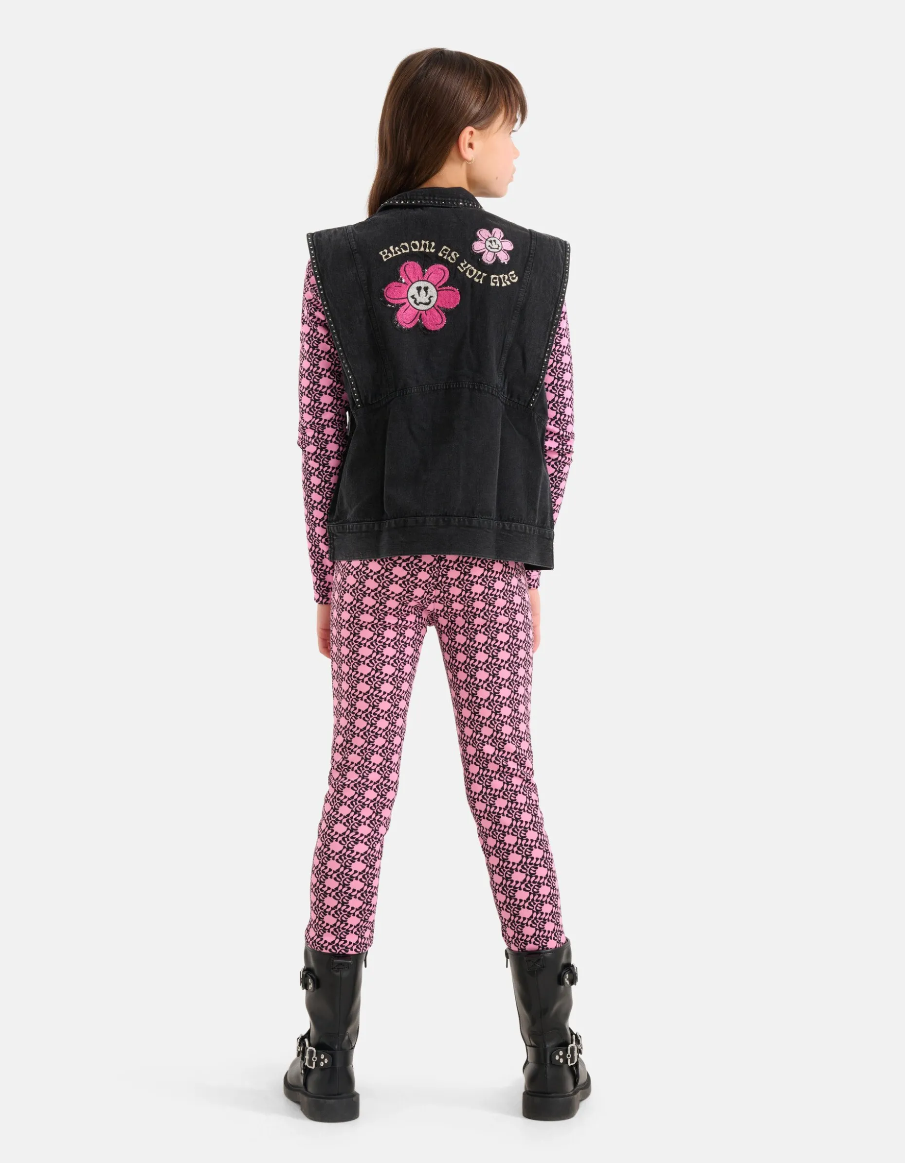 Embroidery Gilet Donkergrijs