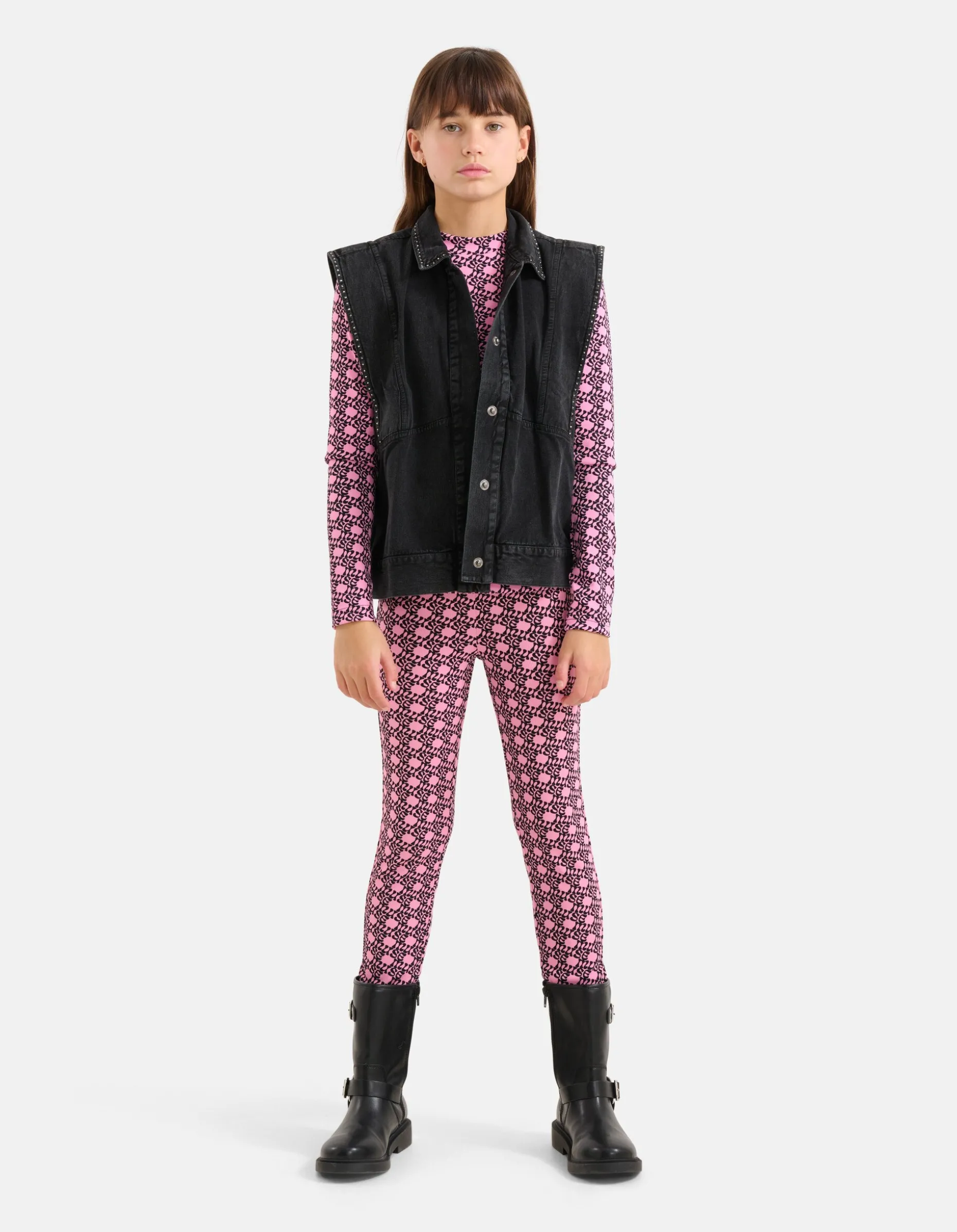 Embroidery Gilet Donkergrijs
