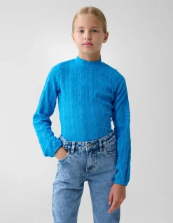 Embroidery Top Blauw