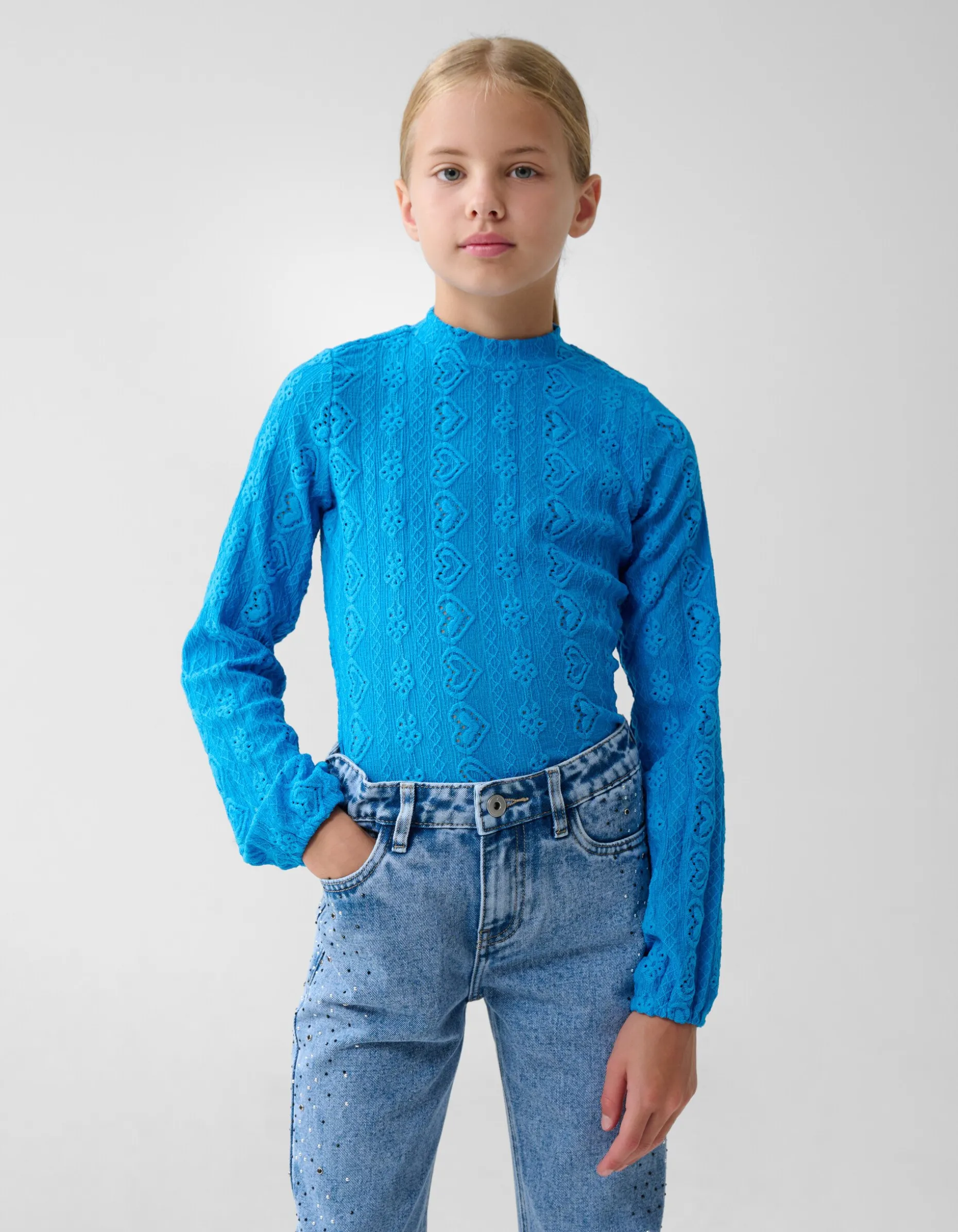 Embroidery Top Blauw