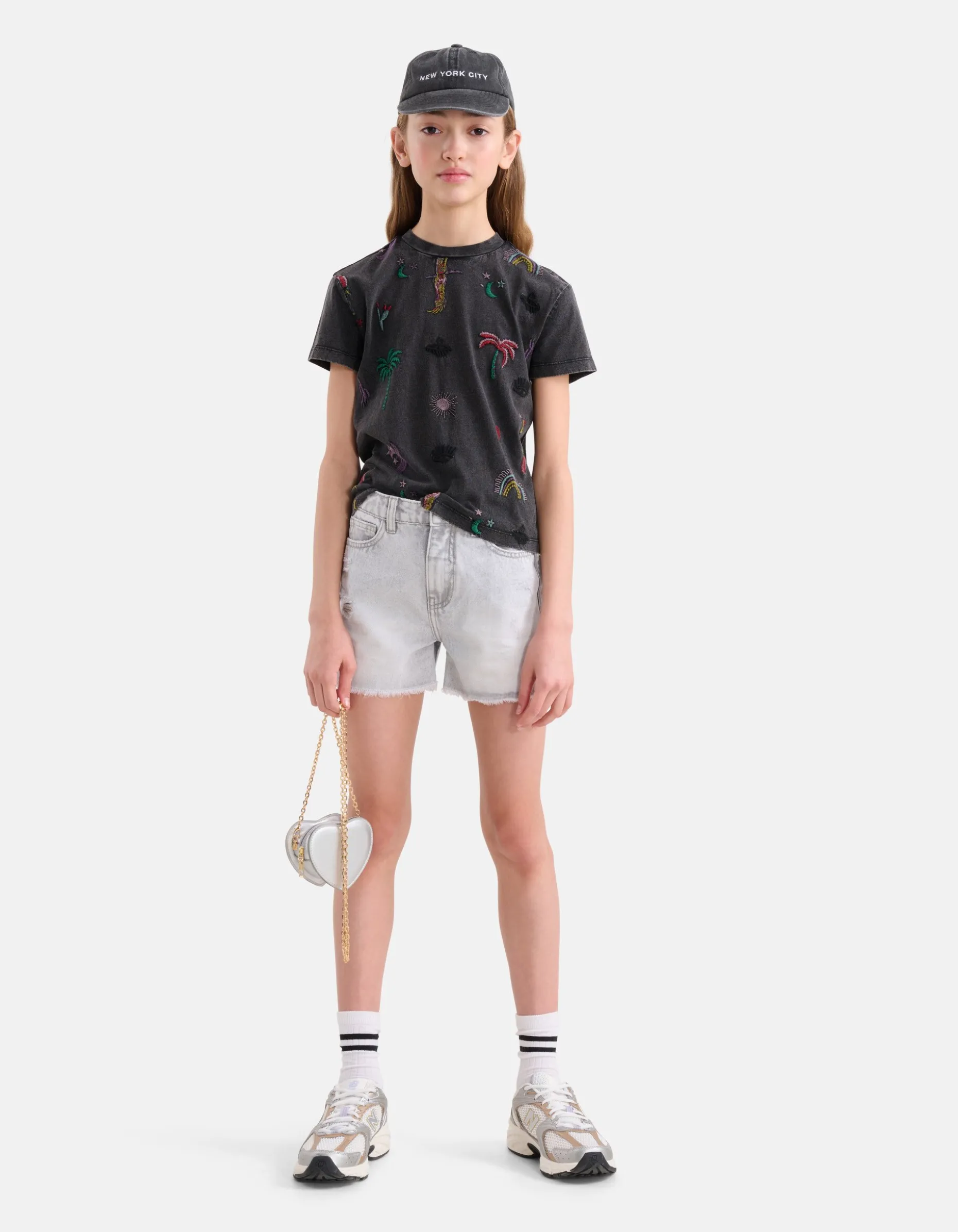 Embroidery T-shirt Donkergrijs