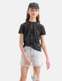 Embroidery T-shirt Donkergrijs