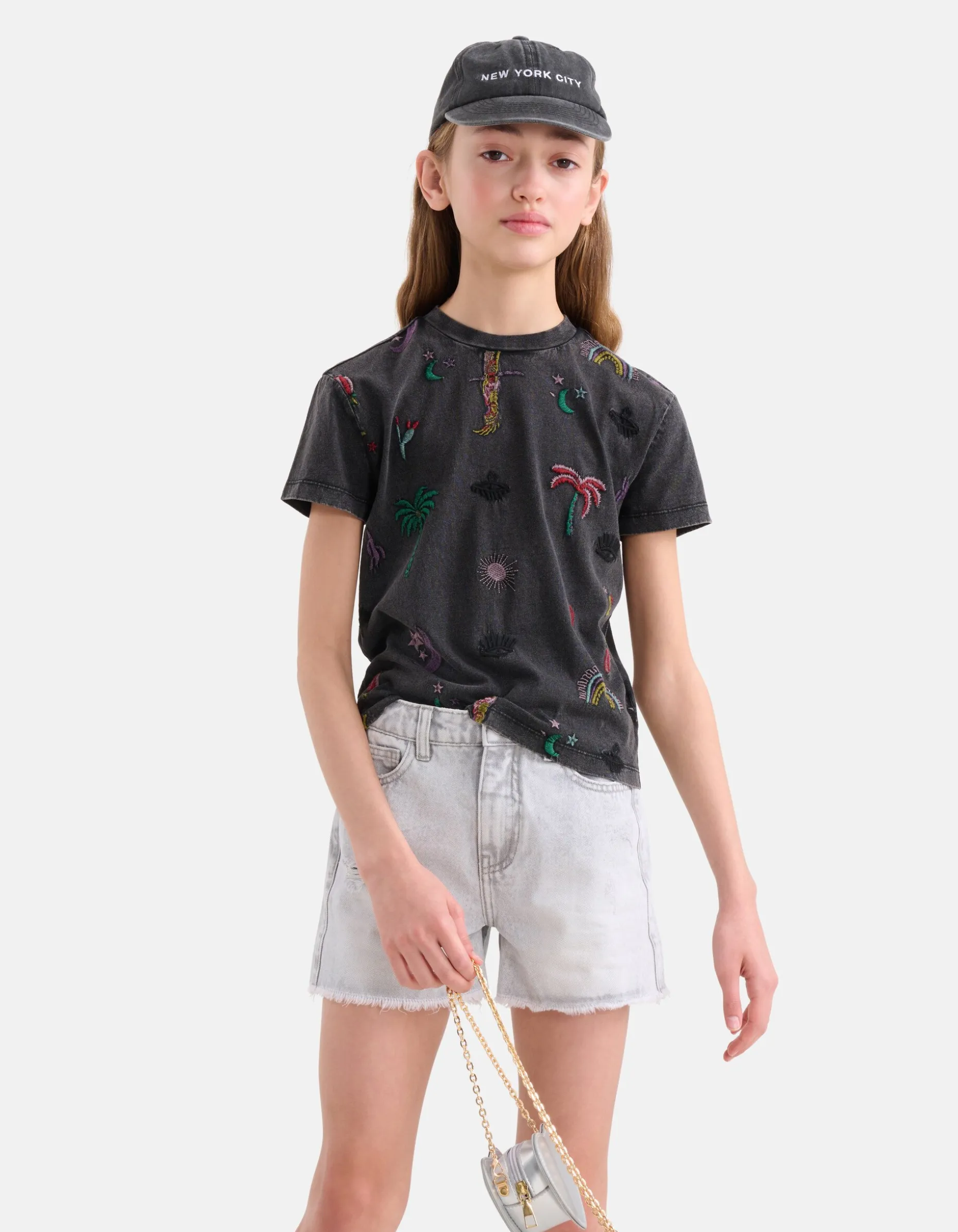 Embroidery T-shirt Donkergrijs