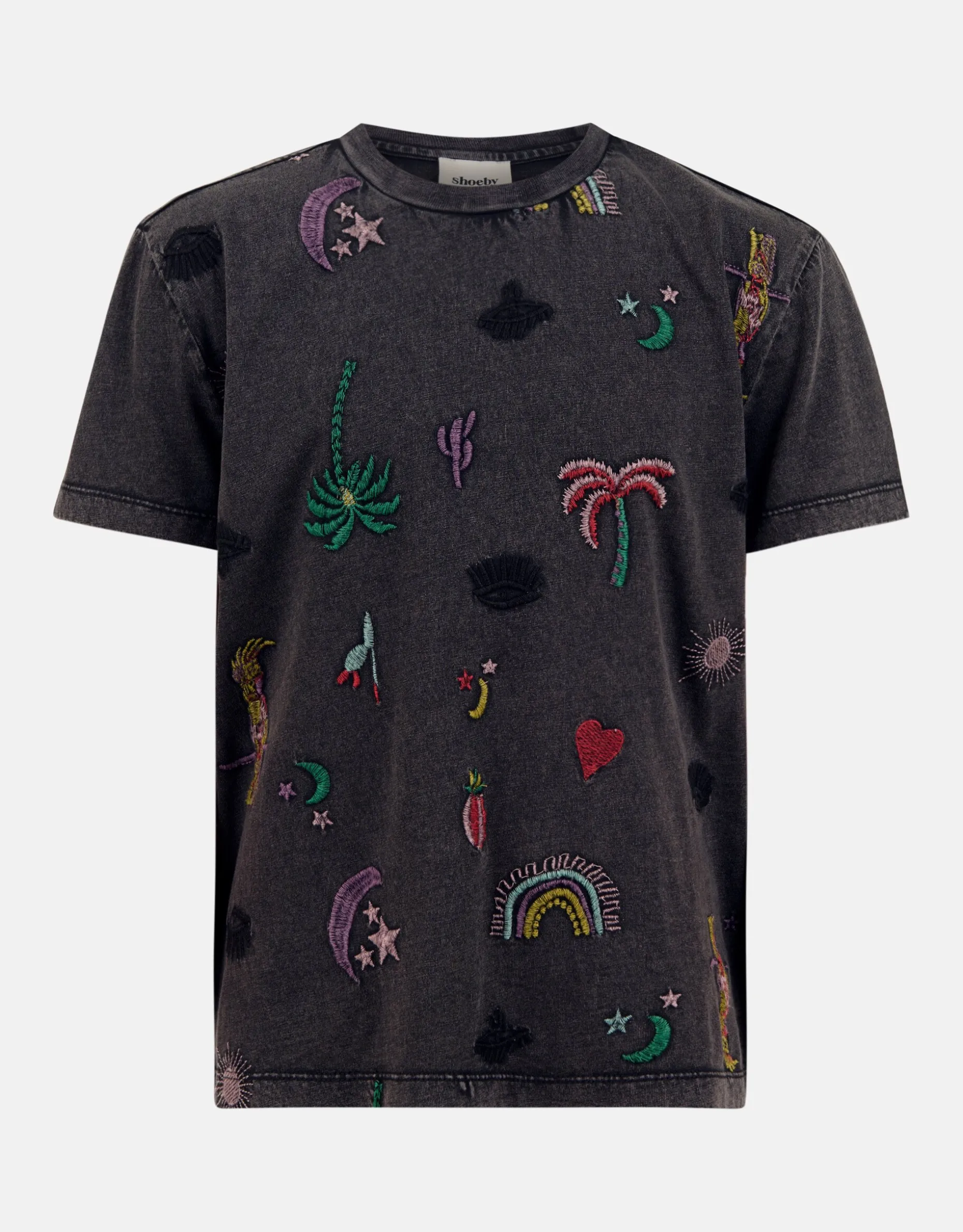 Embroidery T-shirt Donkergrijs