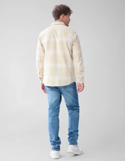 Flanel Ruiten Overhemd Beige