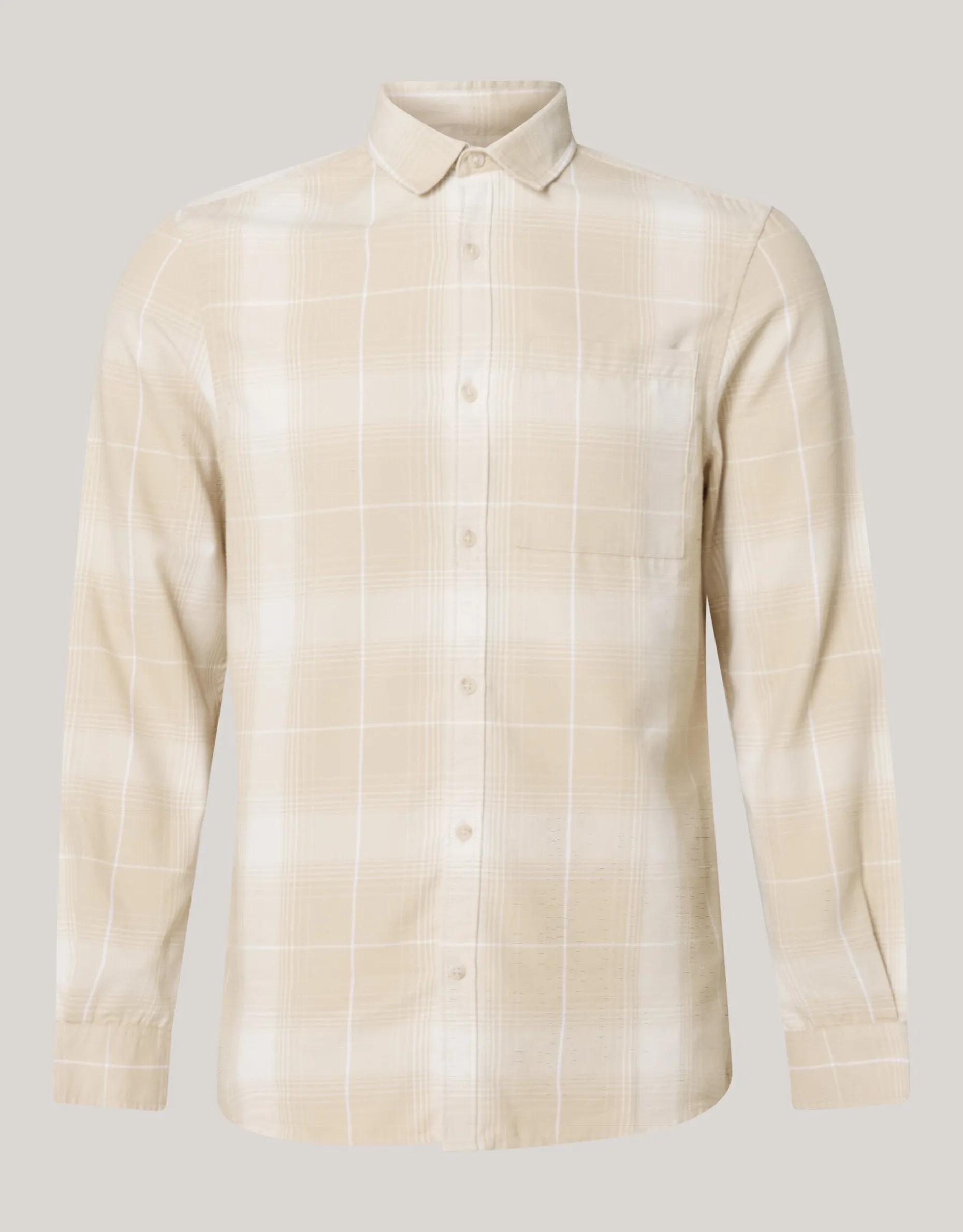 Flanel Ruiten Overhemd Beige