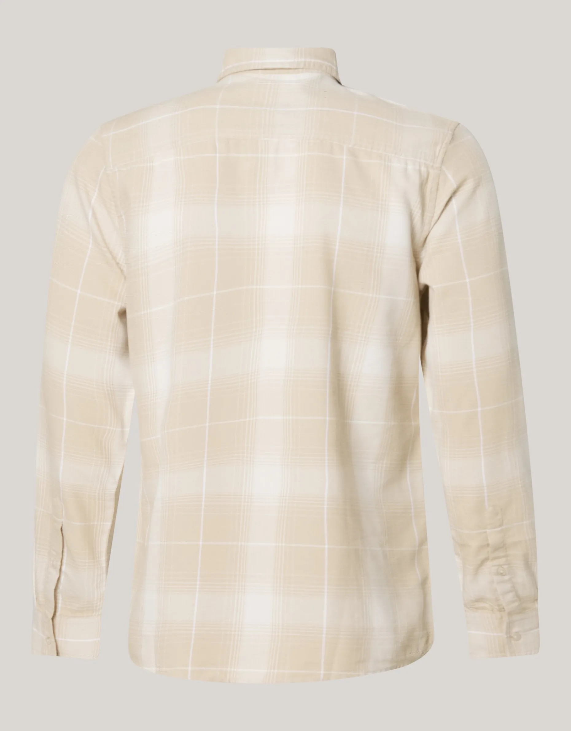 Flanel Ruiten Overhemd Beige