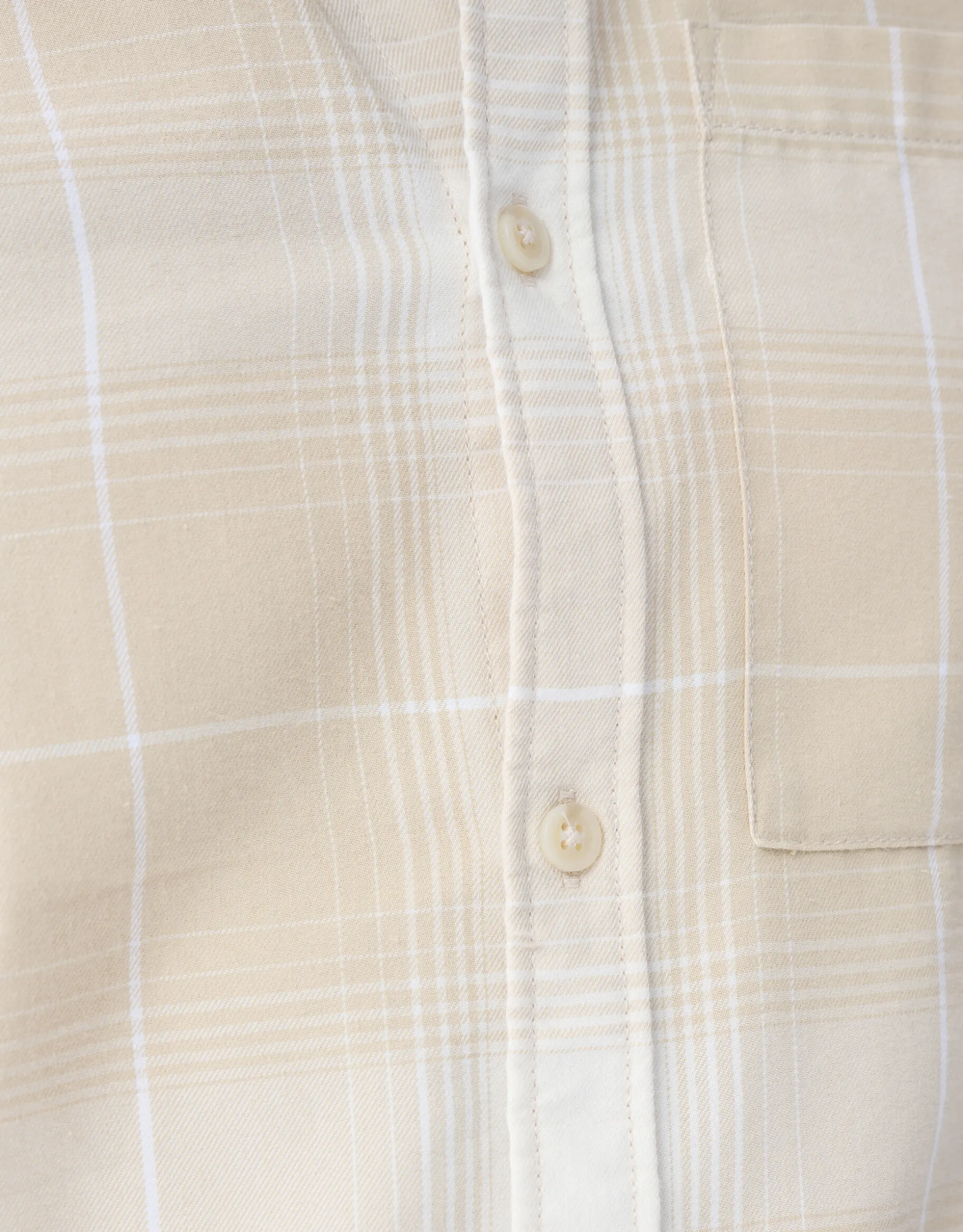 Flanel Ruiten Overhemd Beige
