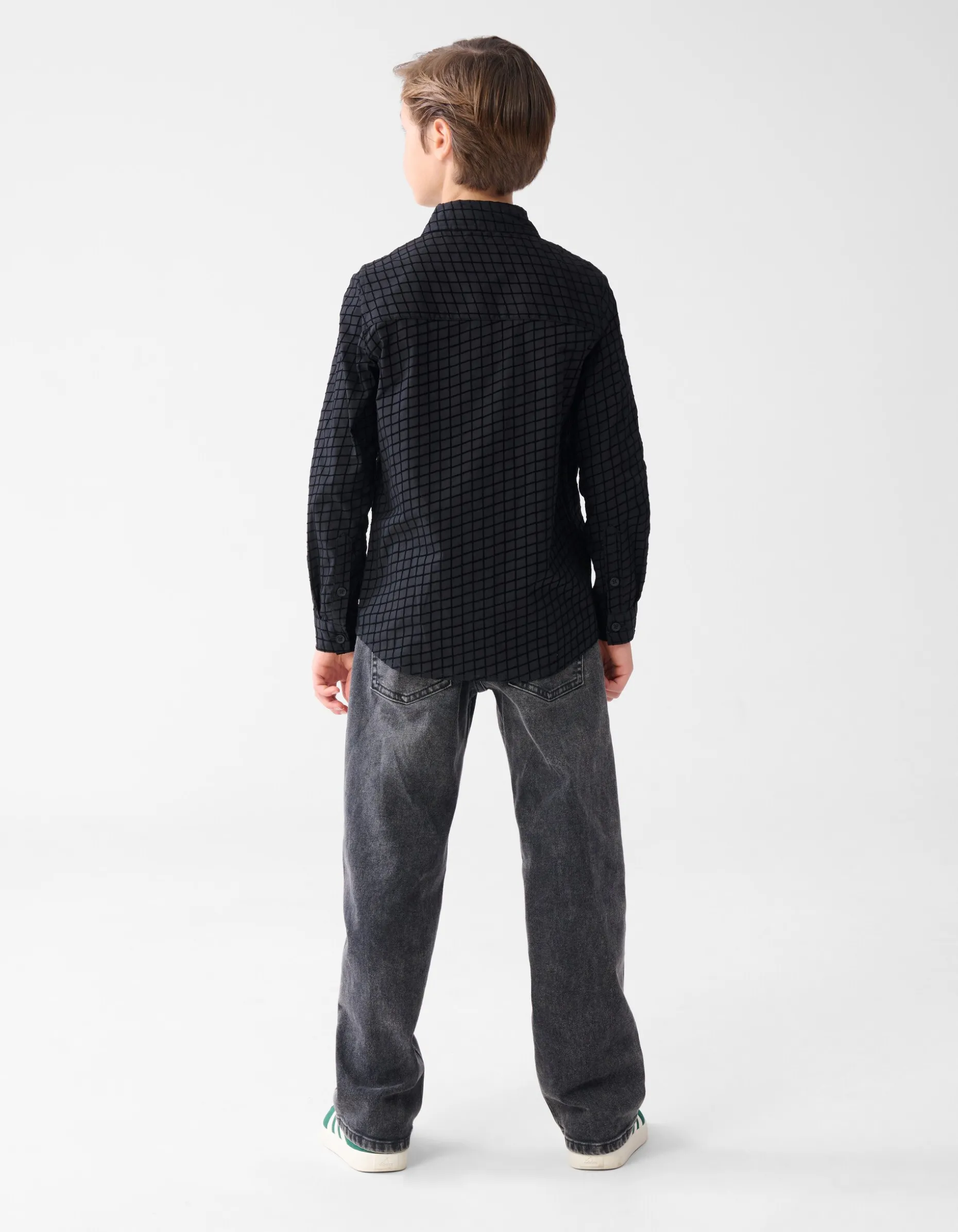 Flock Print Overhemd Zwart