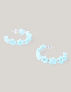 Flower Hoop Oorbellen Blauw