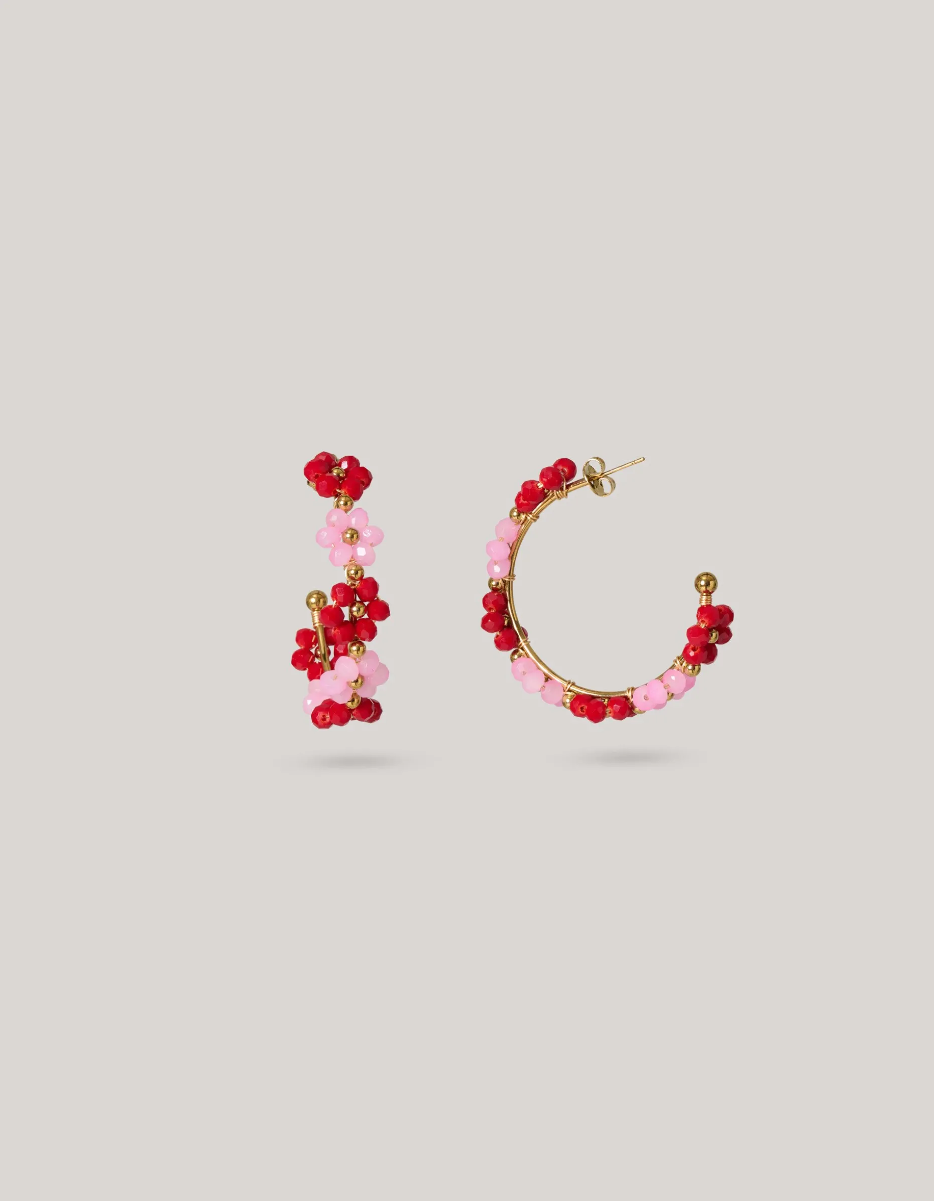 Flower Hoop Oorbellen Roze