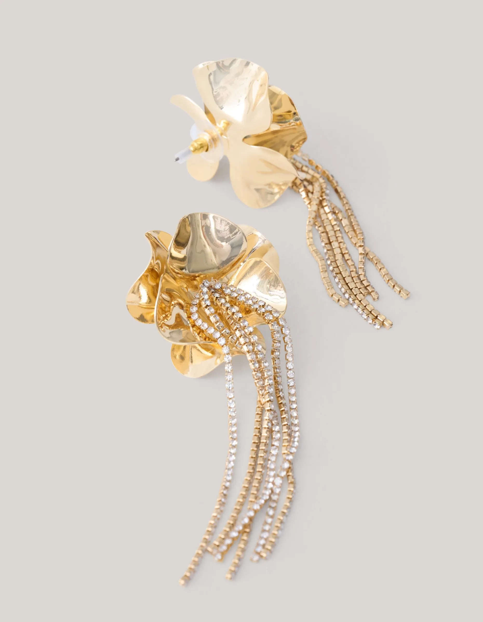 Flower Strass Oorbellen Goud