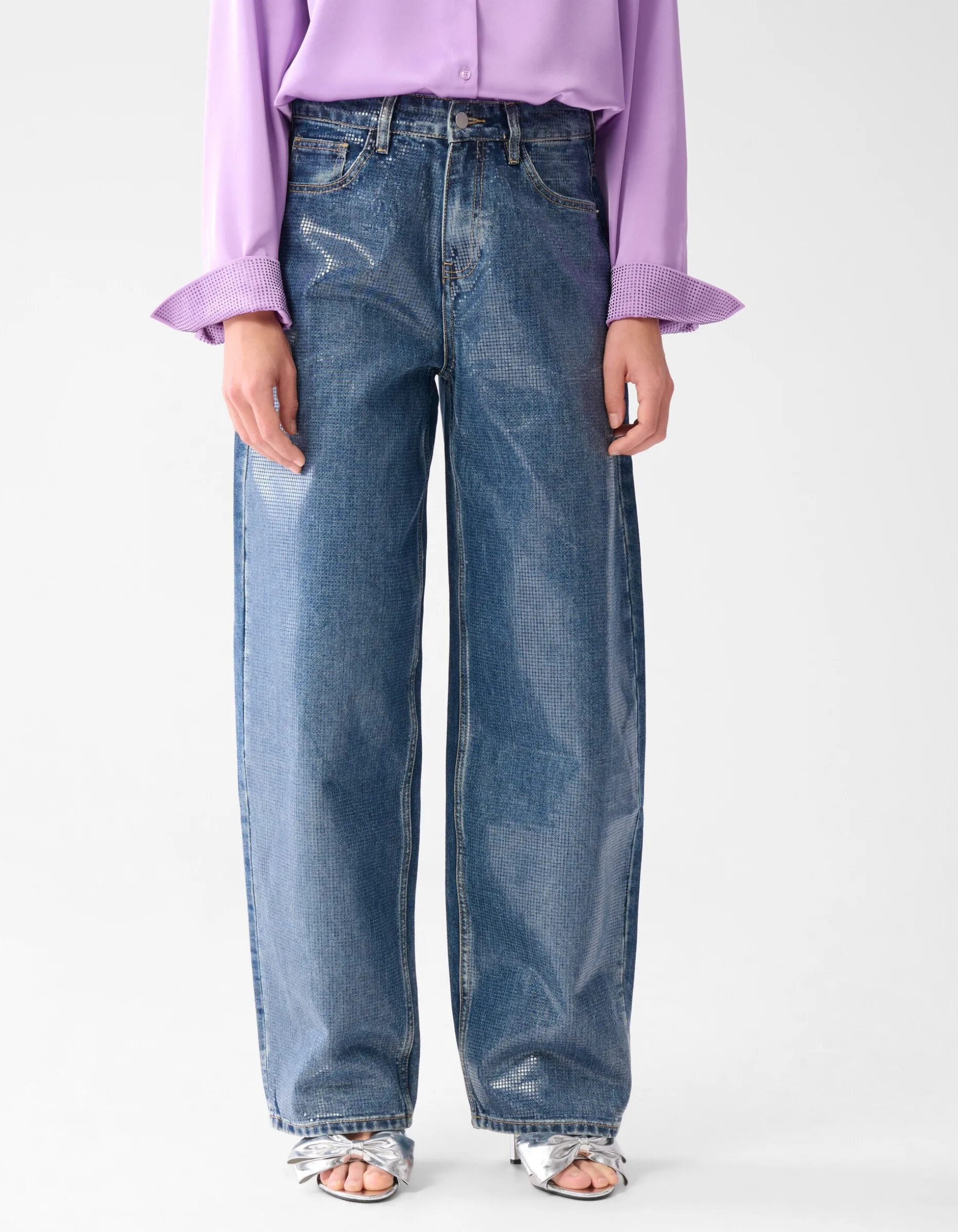 Foil Barrel Fit Jeans Mediumstone By Lizzy