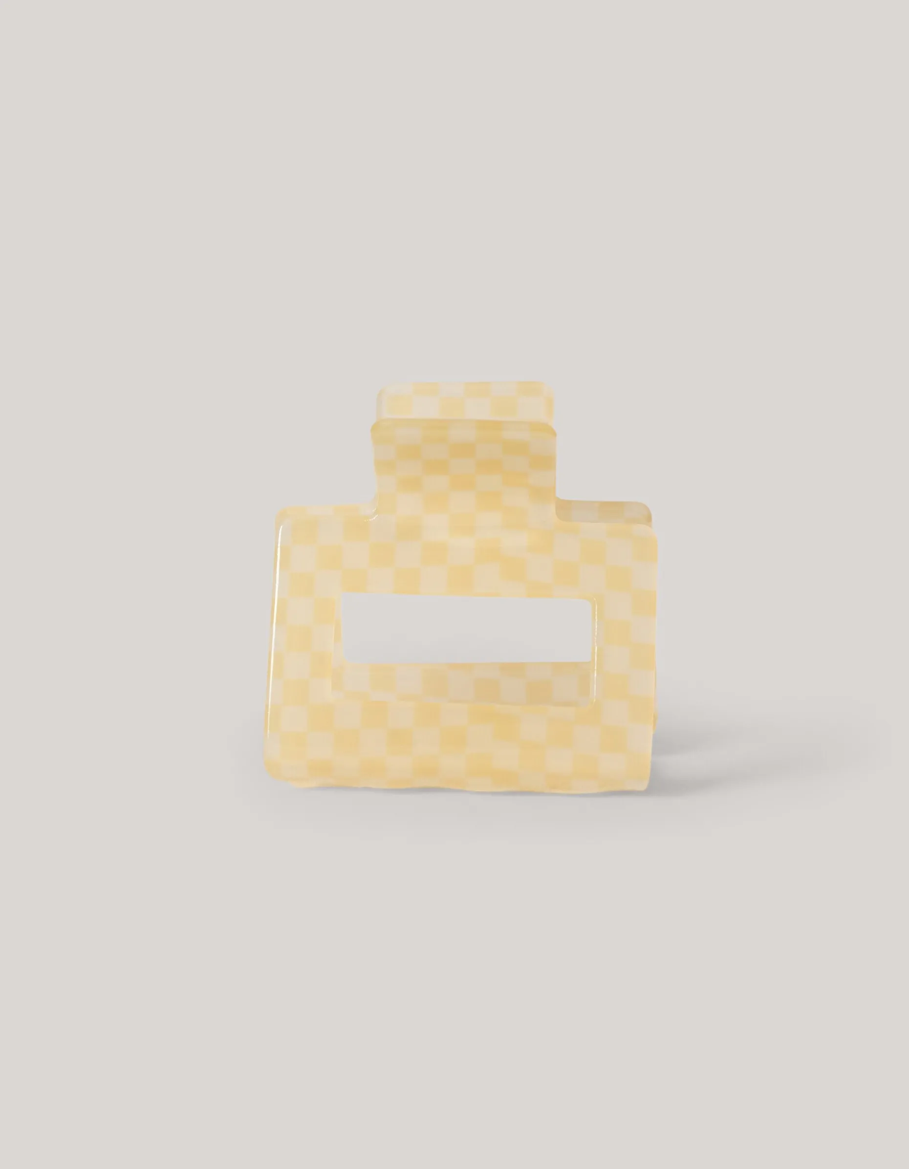 Geblokte Haarclip Beige