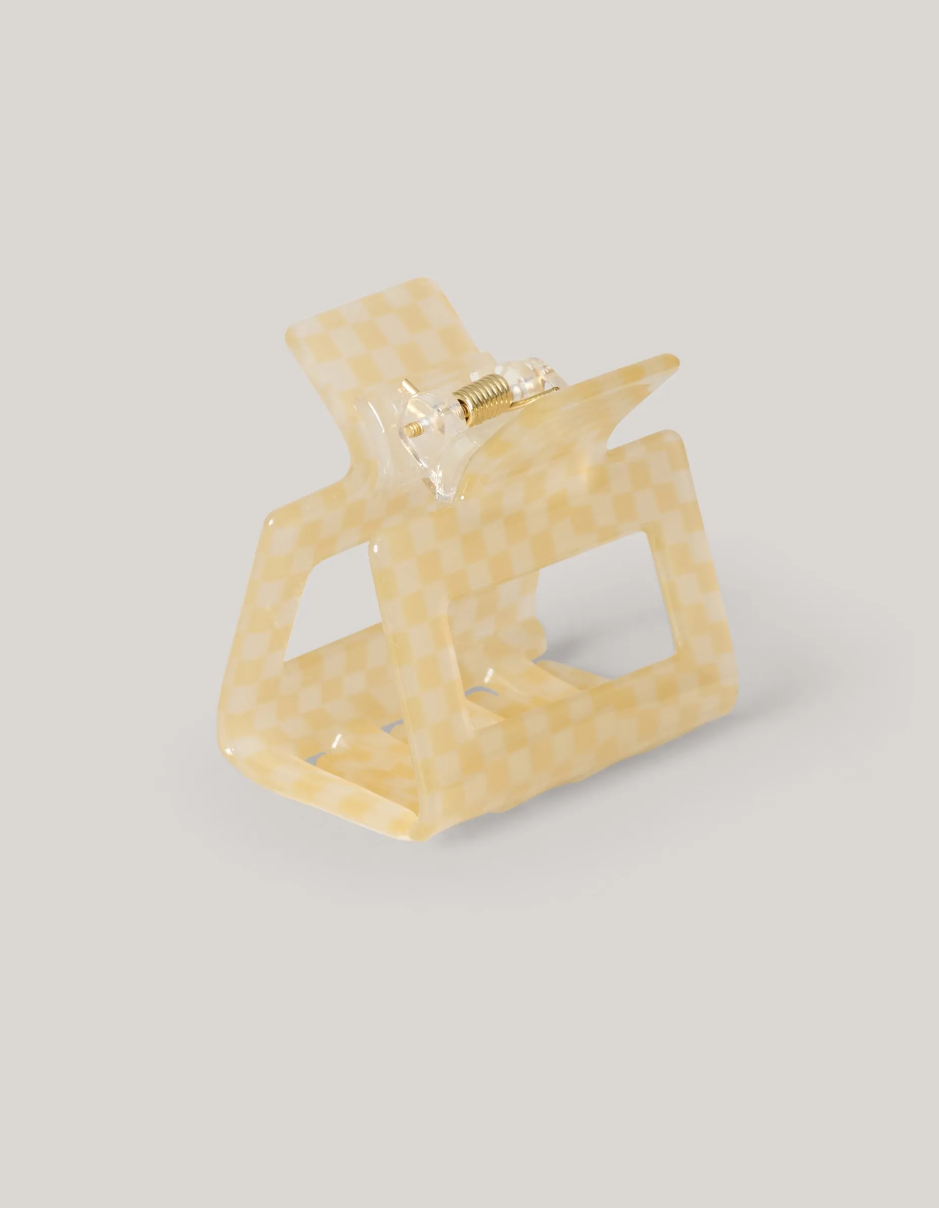 Geblokte Haarclip Beige