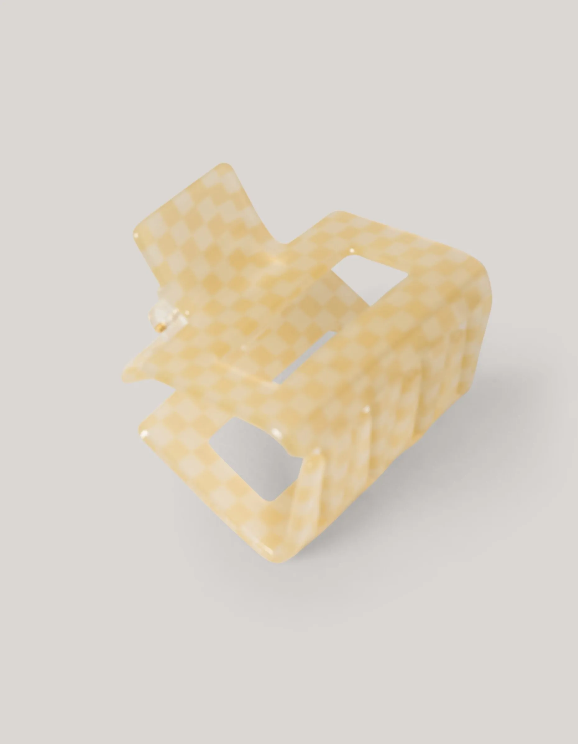 Geblokte Haarclip Beige