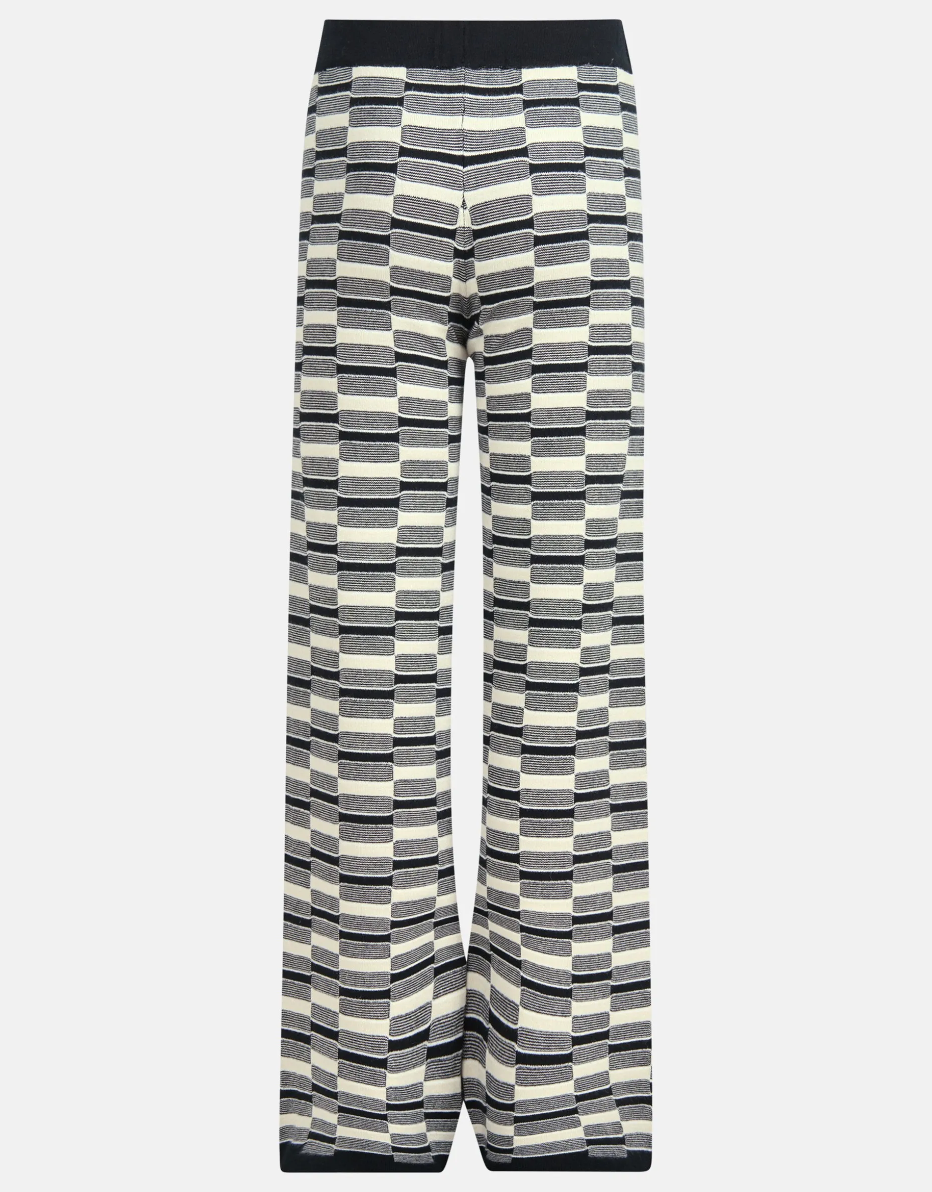 Gebreide Wide Leg Broek Zwart/Wit