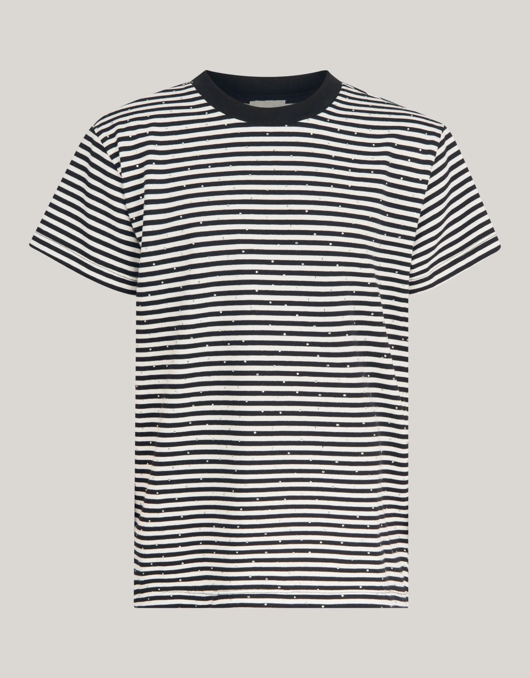 Gestreept Strass T-shirt Zwart/Wit