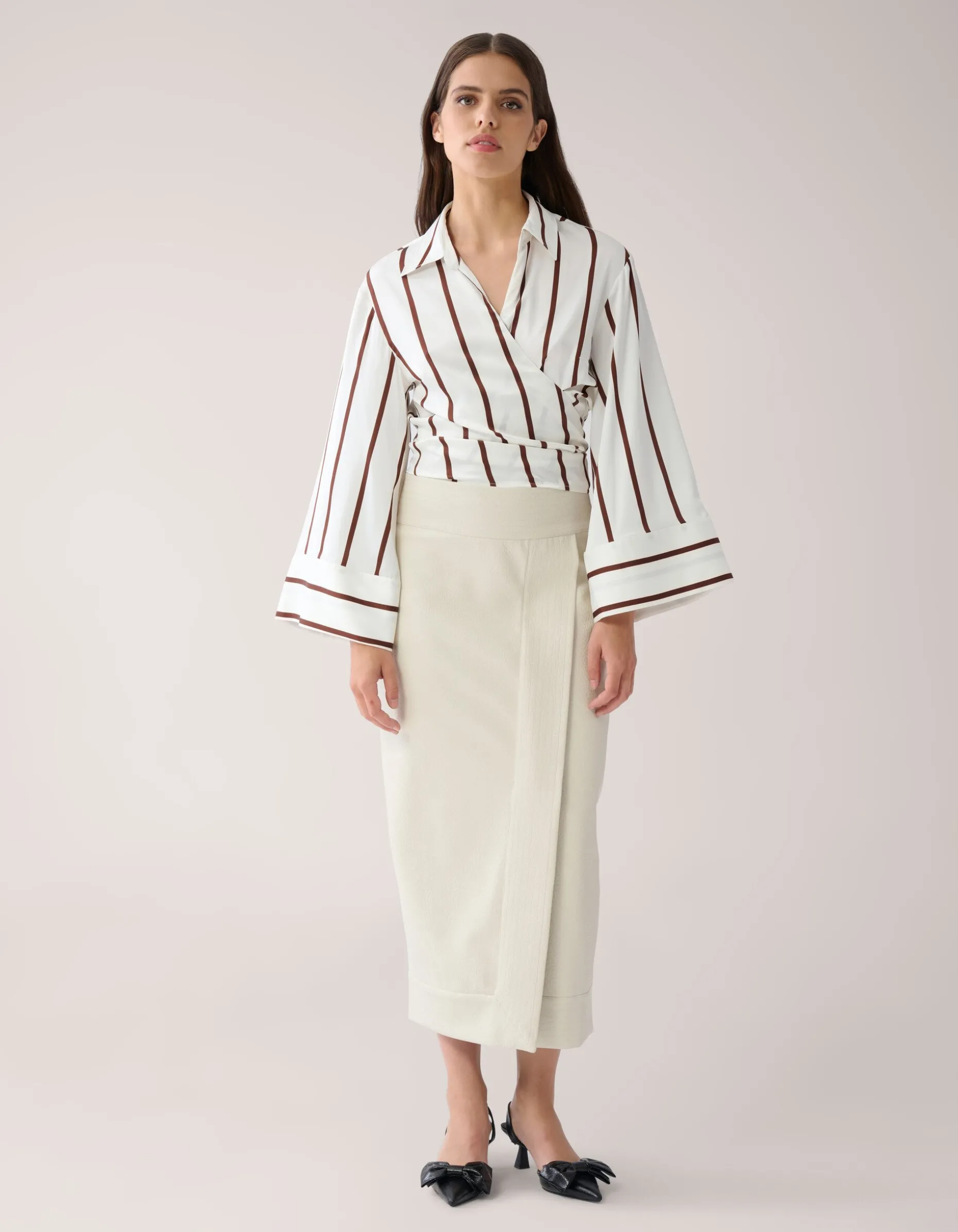 Gestreepte Overslag Blouse Wit By Mieke