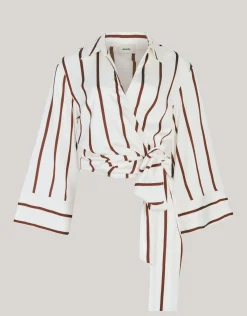 Gestreepte Overslag Blouse Wit By Mieke