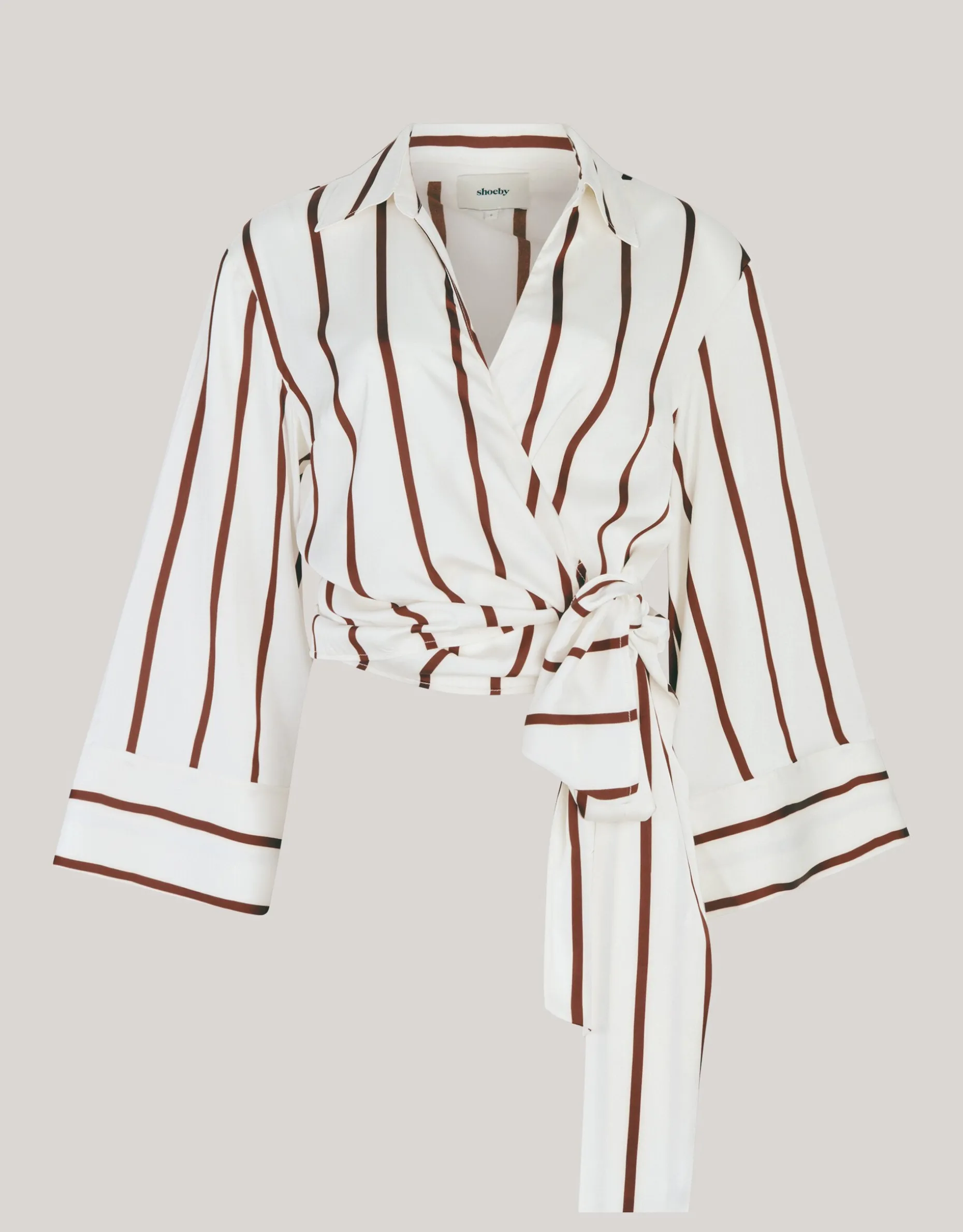 Gestreepte Overslag Blouse Wit By Mieke
