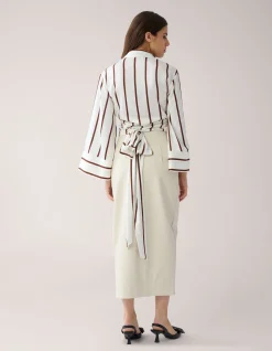Gestreepte Overslag Blouse Wit By Mieke