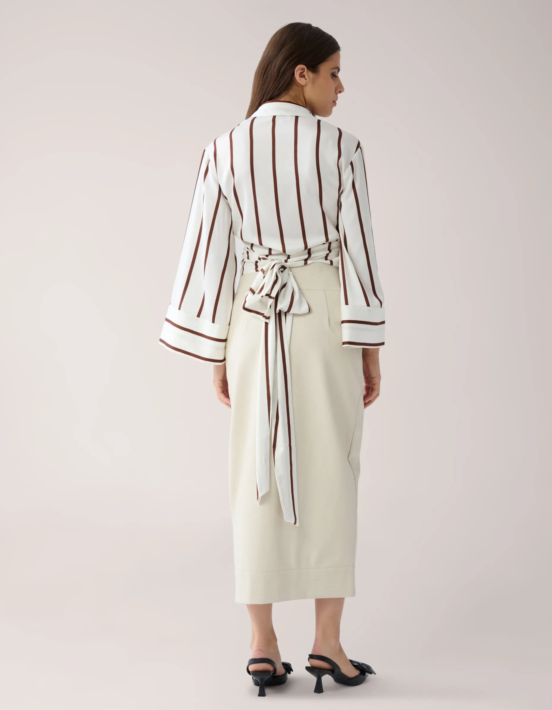 Gestreepte Overslag Blouse Wit By Mieke