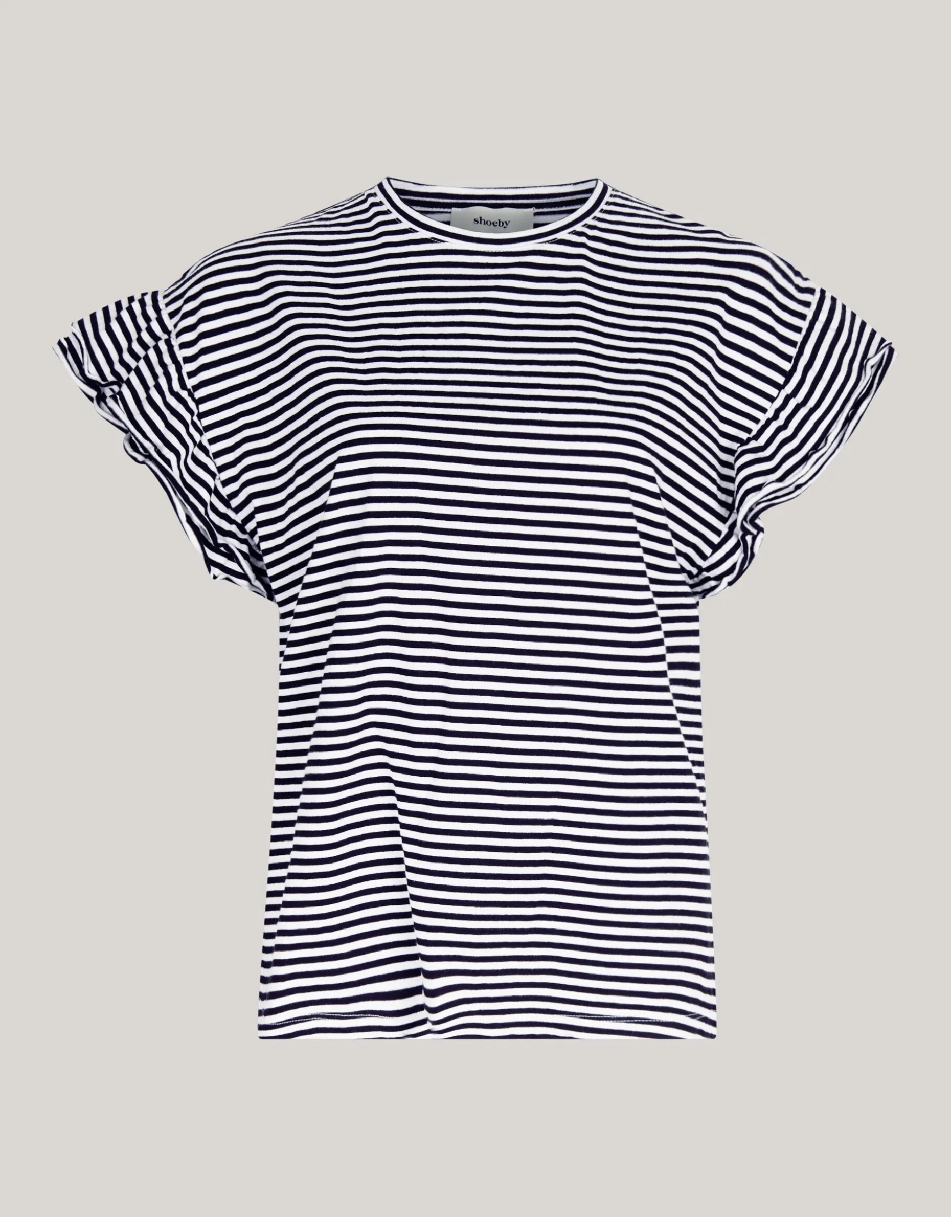 Gestreepte Ruffle Top Zwart/Wit