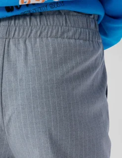 Gestreepte Strass Pantalon Grijs