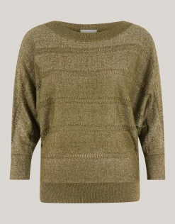 Glitter Ajour Vleermuismouwen Trui Groen