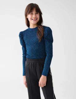 Glitter Gebreide Top Donkerblauw
