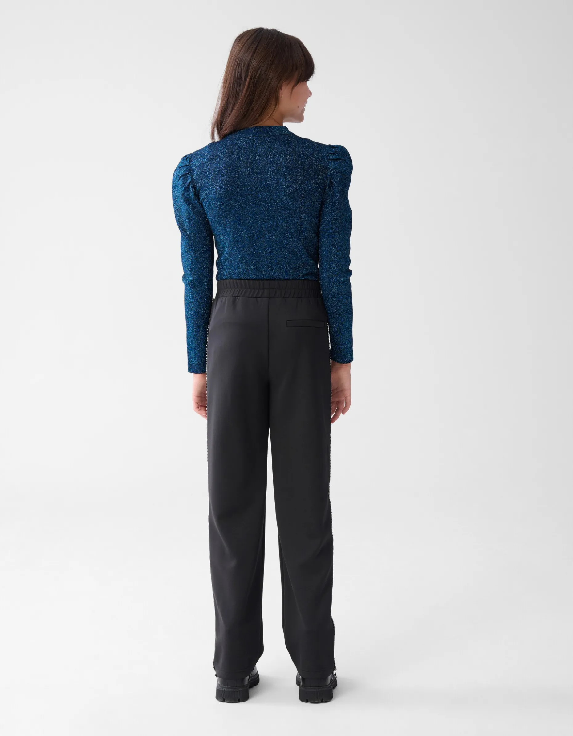 Glitter Gebreide Top Donkerblauw