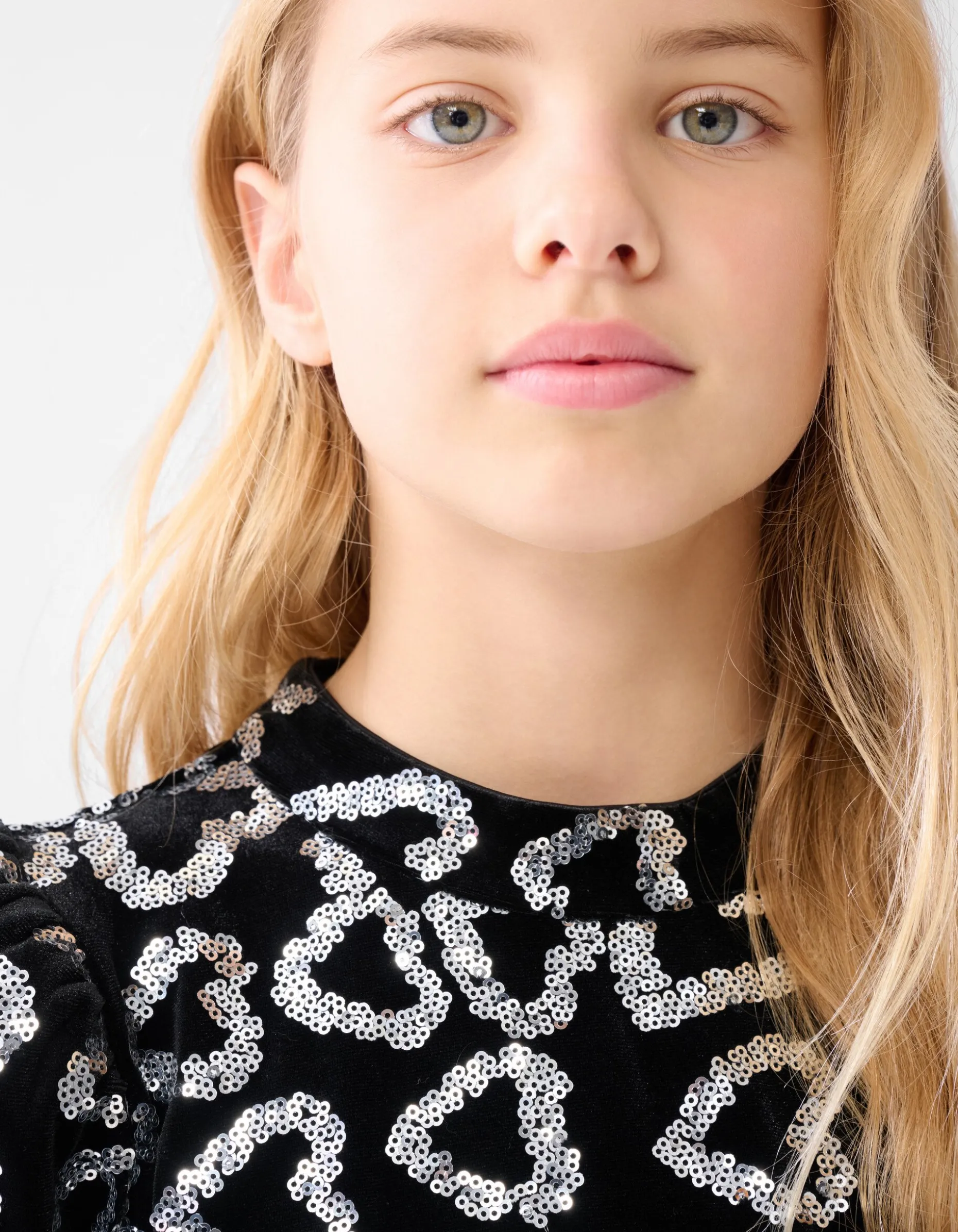 Glitter Heart Top Zwart