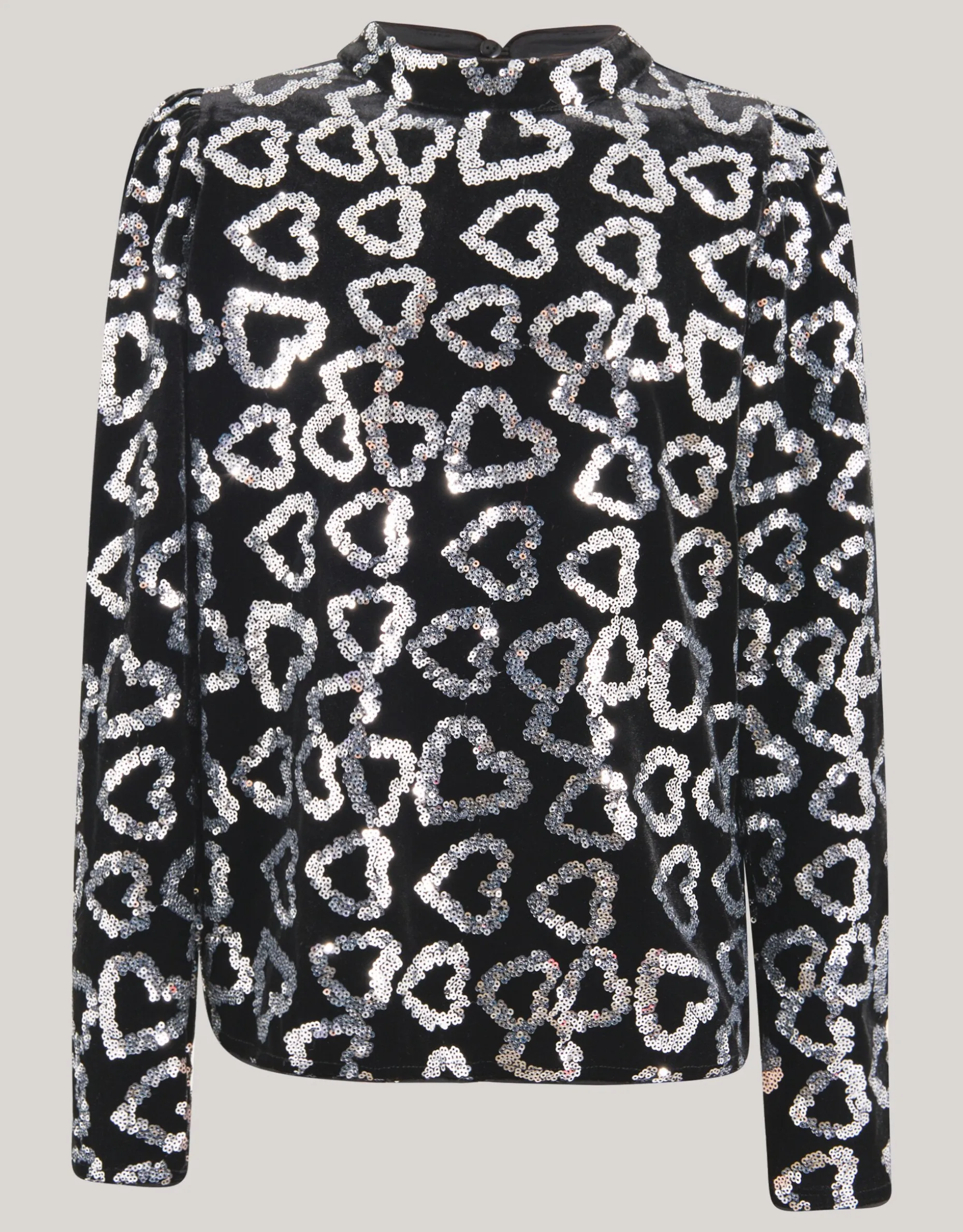 Glitter Heart Top Zwart