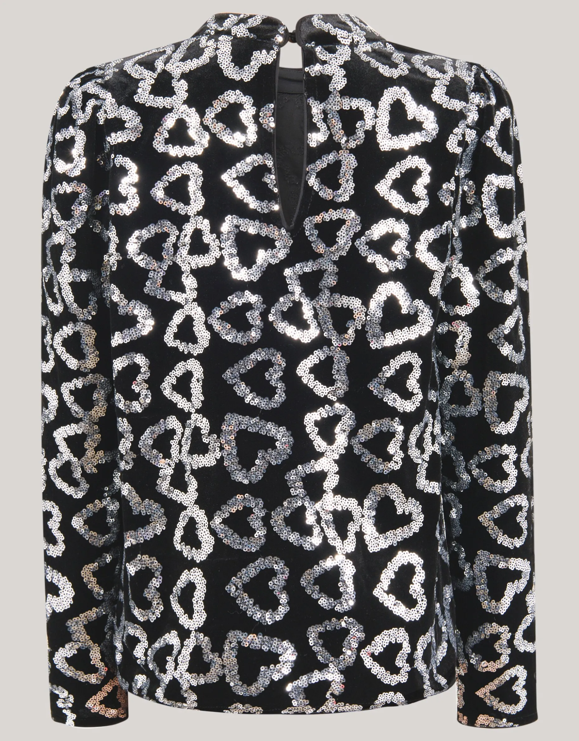 Glitter Heart Top Zwart