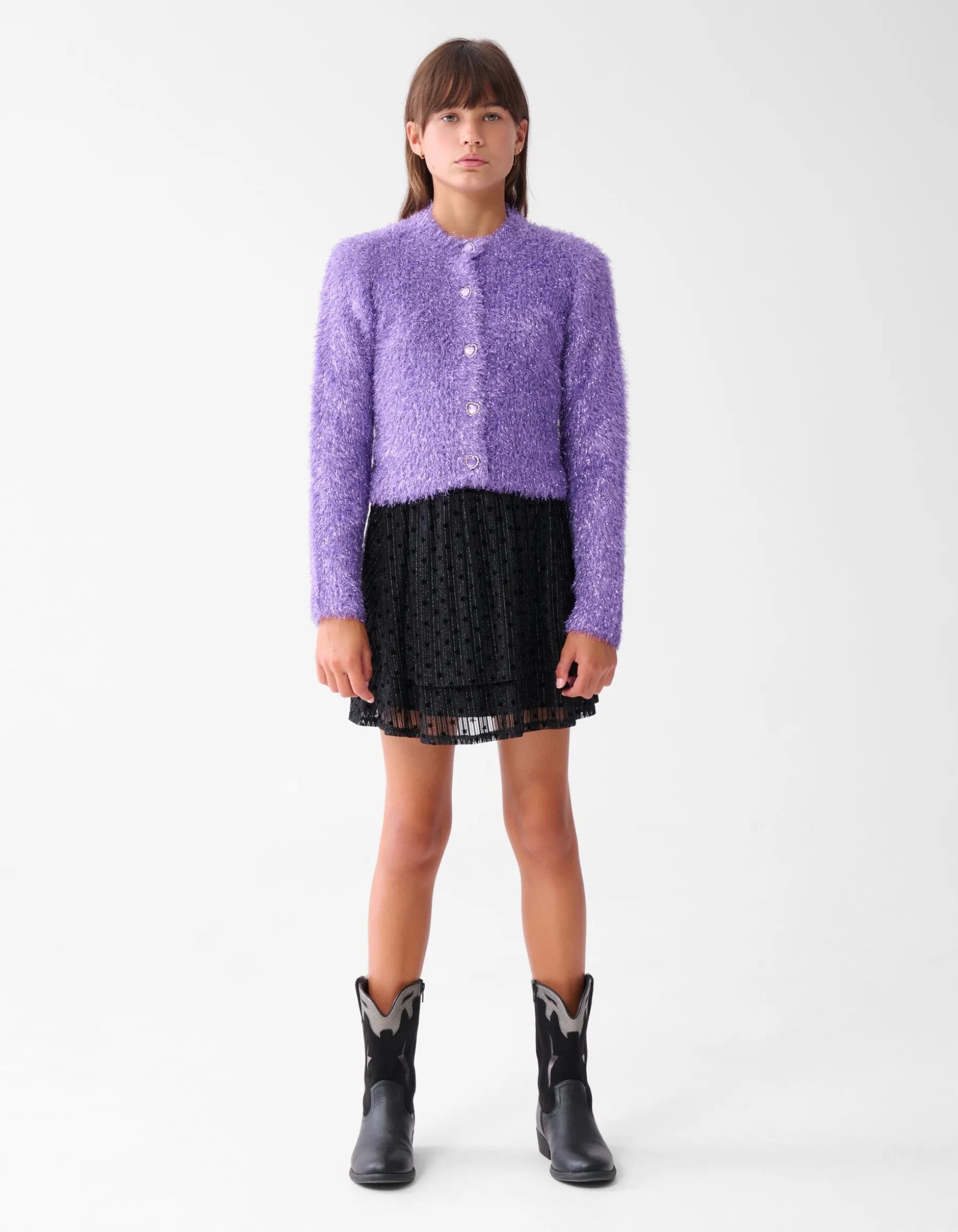 Glitter Mesh Rok Zwart