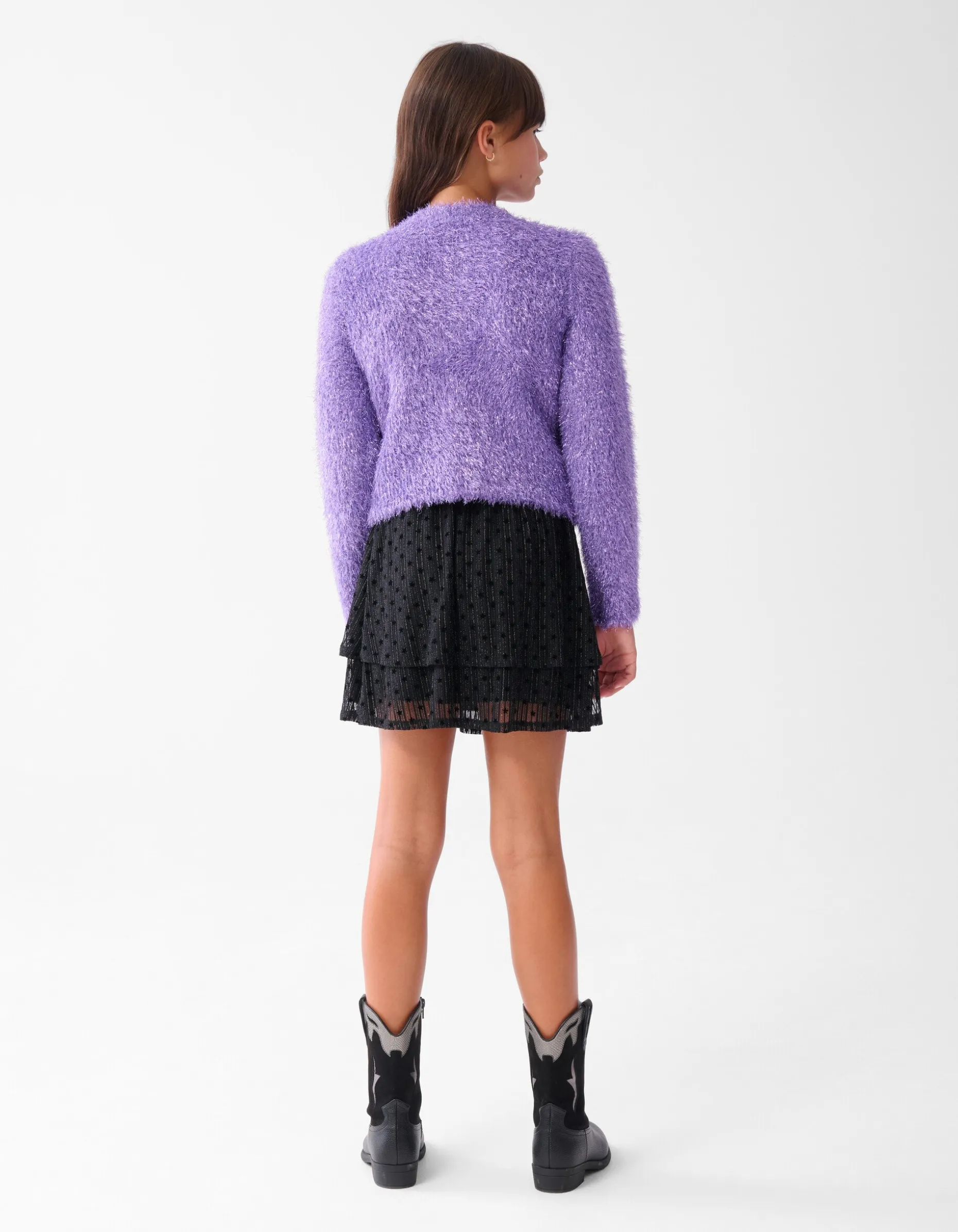 Glitter Mesh Rok Zwart