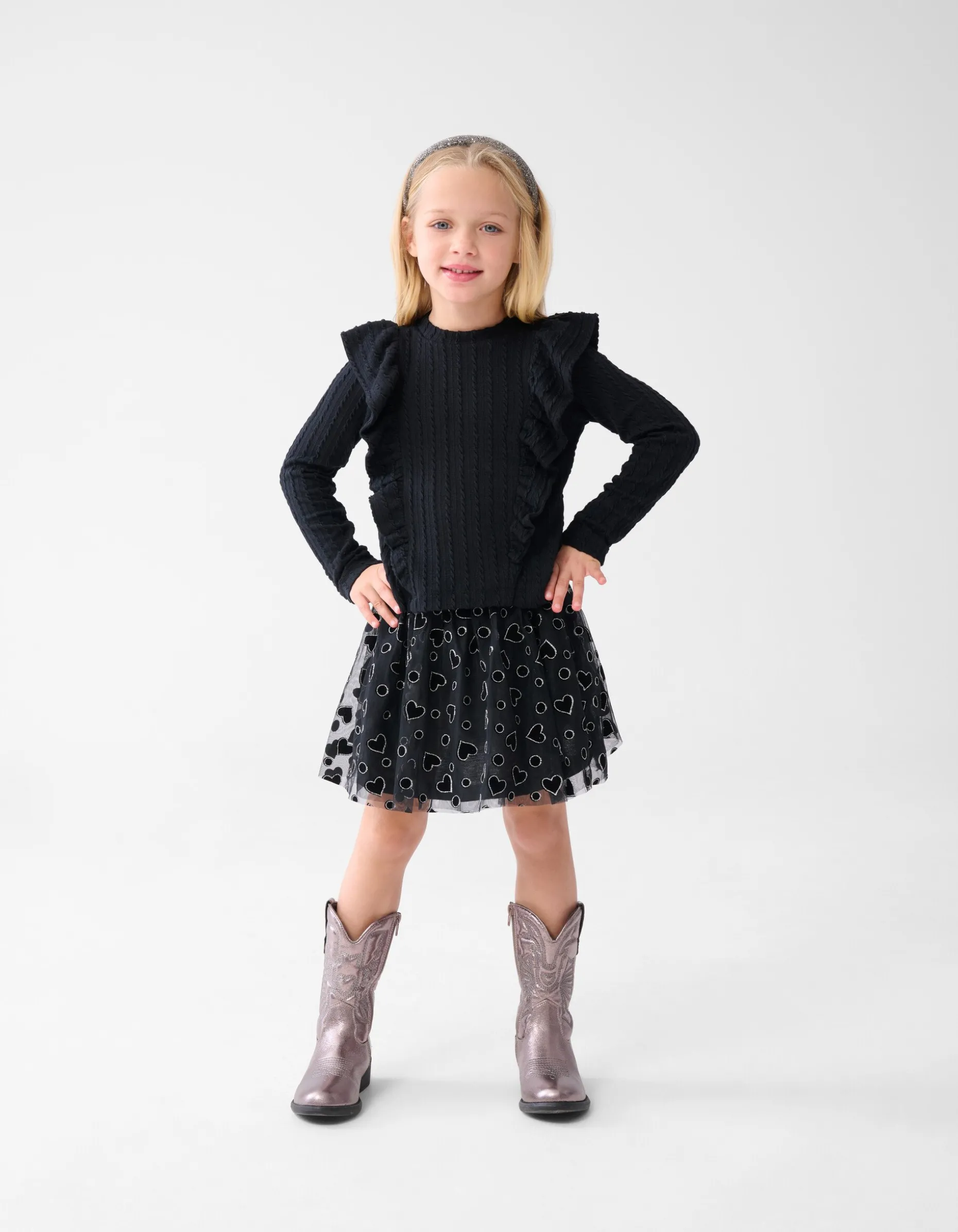 Glitter Mesh Rok Zwart