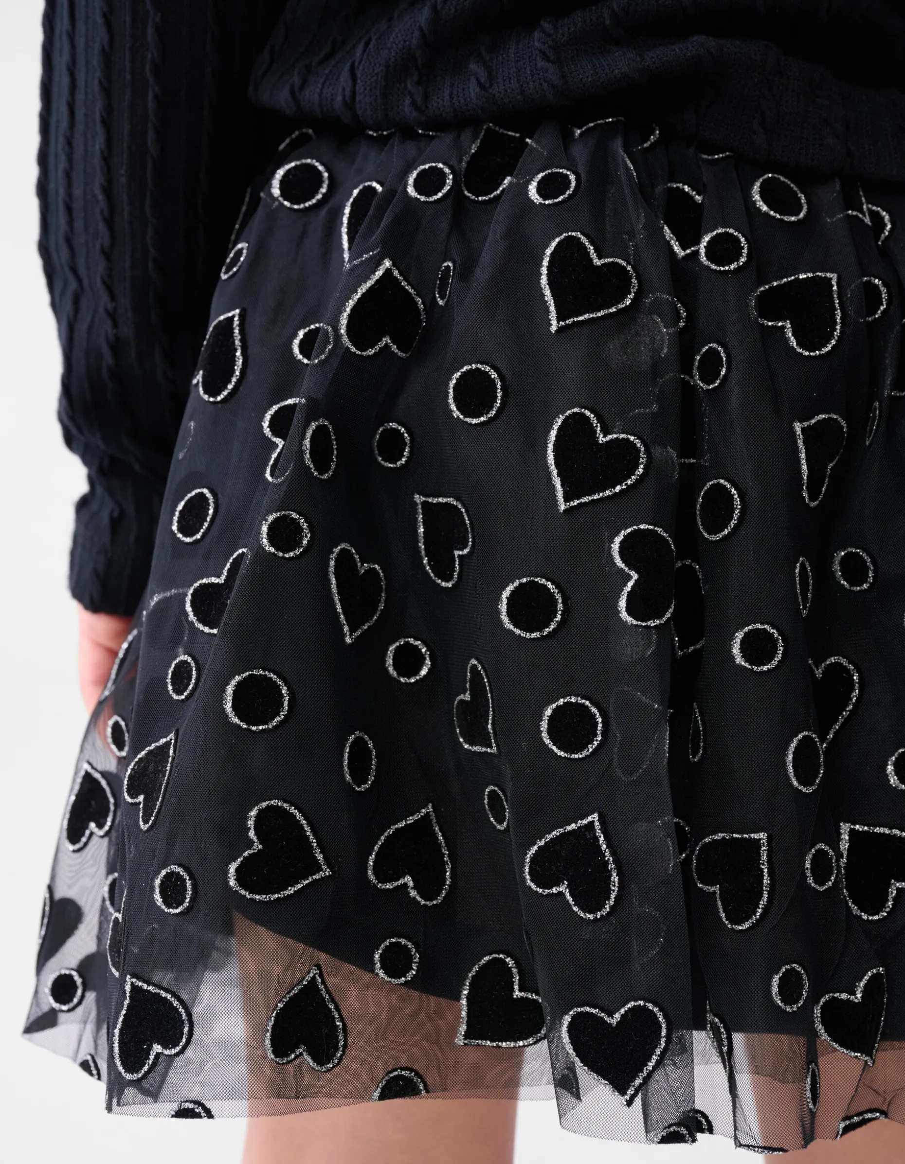 Glitter Mesh Rok Zwart