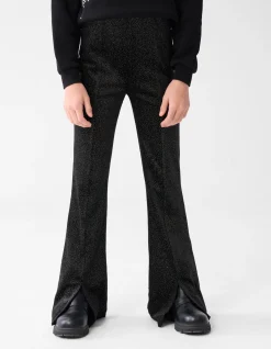 Glitter Split Flared Legging Zwart