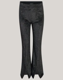 Glitter Split Flared Legging Zwart