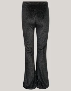 Glitter Split Flared Legging Zwart