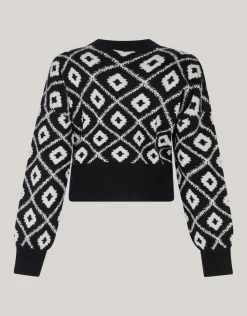 Grafisch Cropped Vest Zwart By Mieke