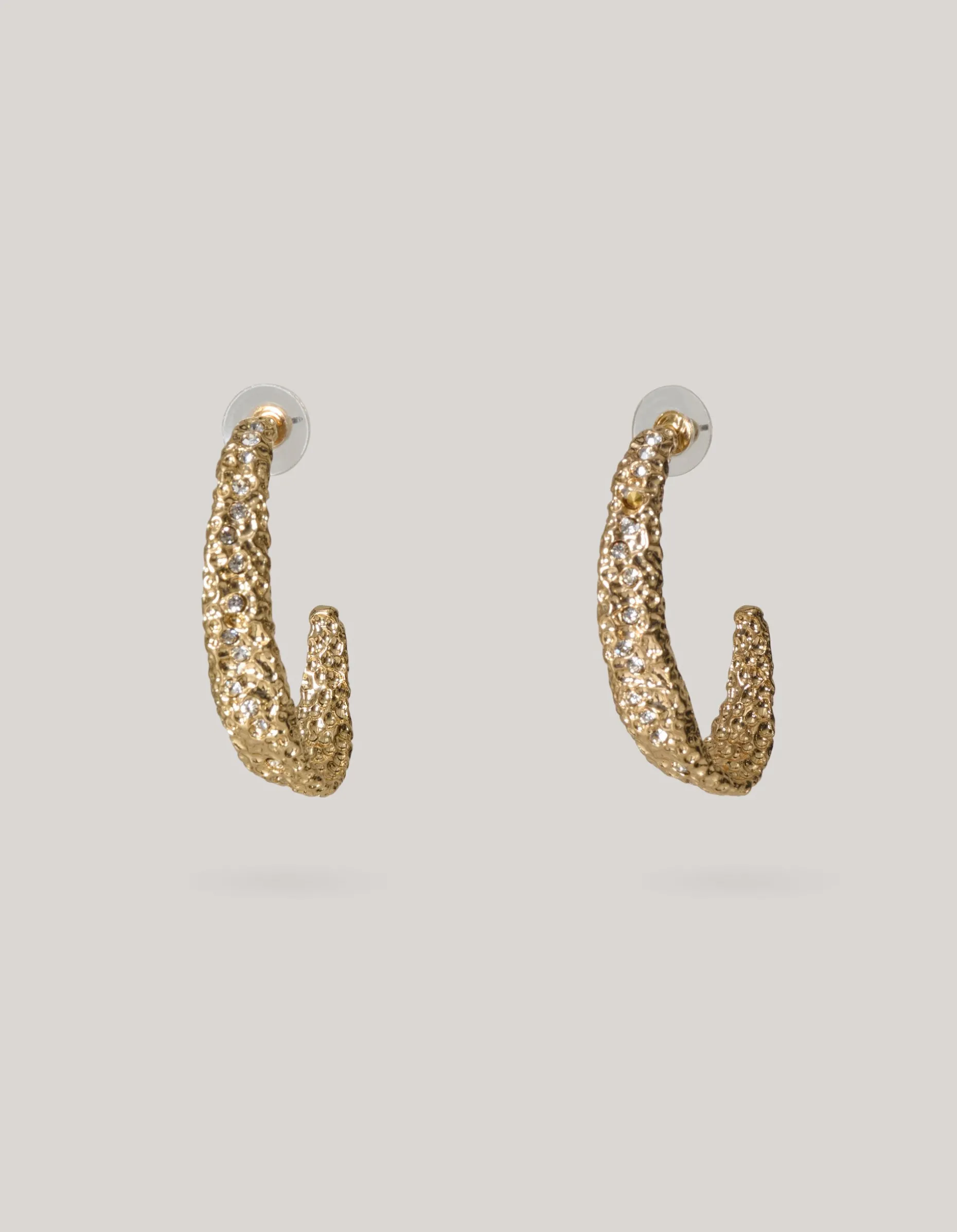 Hammered Oval Hoop Oorbellen Goud
