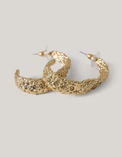 Hammered Oval Hoop Oorbellen Goud