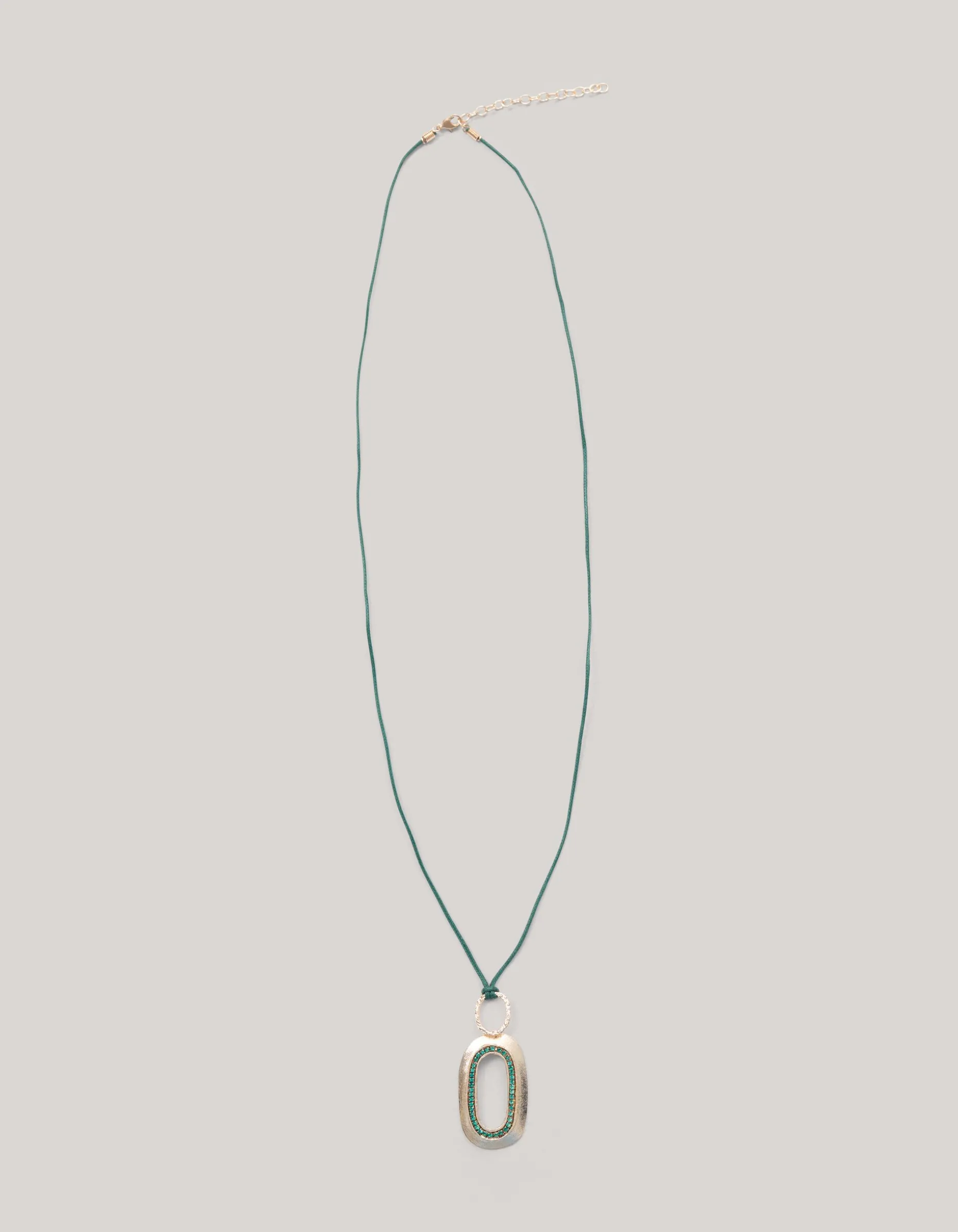 Hammered Oval Strass Ketting Goud By Mieke