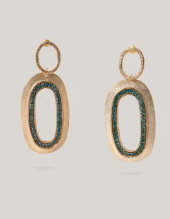 Hammered Oval Strass Oorbellen Goud By Mieke